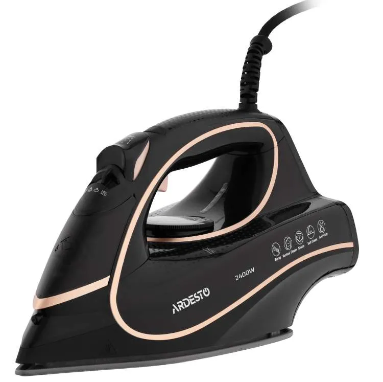Ardesto iron IR-B2235, 2400W, 450ml, steam boost, ceramic soleplate, black-gold (IR-B2235)