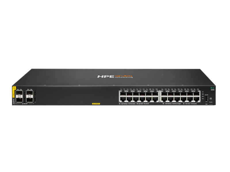 Aruba 6100 24G CL4 4SFP+ PoE 370W Swch Enterprise Managed (Web, CLI,SSH) Switch L2 (JL677A) Aruba 6100 24G CL4 4SFP+ PoE 370W Swch Enterprise Managed (Web, CLI,SSH) Switch L2 (JL677A) - Image 1