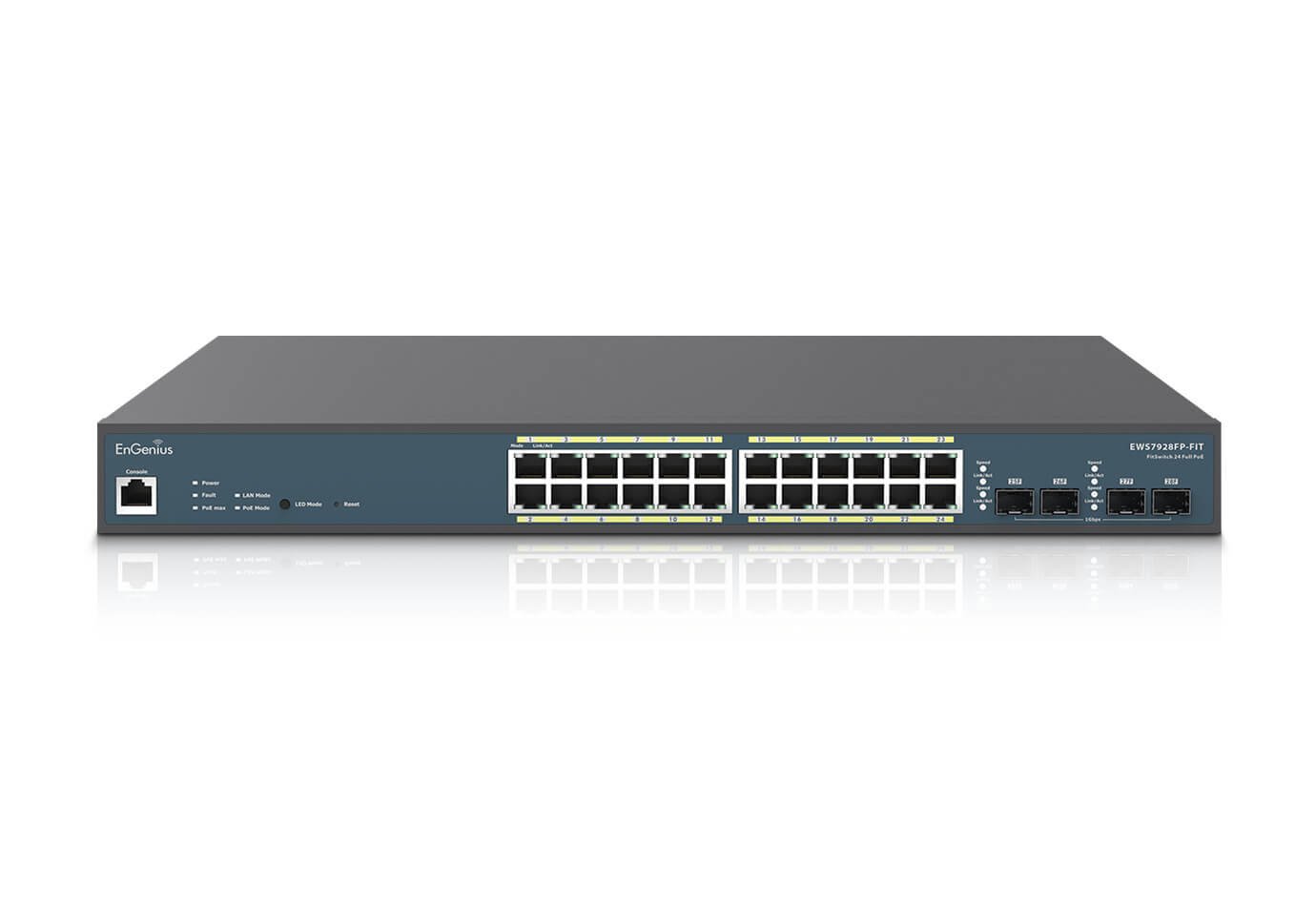 EnGenius Fit 24-Port Gigabit 410W PoE+ Switch with 4 SFP Ports EnGenius Fit 24-Port Gigabit 410W PoE+ Switch with 4 SFP Ports EWS7928FP-FIT - Image 1