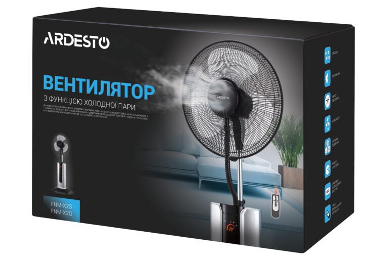 Floor fan ARDESTO, 47см, 100Вт, remote control, display, humidification, black-grey (FNM-X2S)8