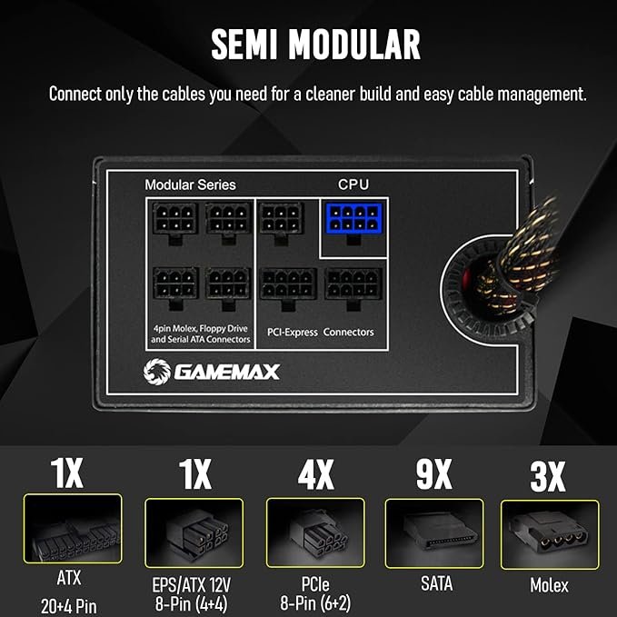 GameMax GM1050 ATX PSU 1050w Modular PSU - GM-1050 6