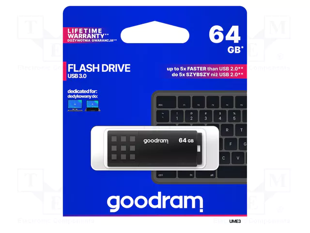 Goodram Flash Drive USB 3.0 Pendrive UME3 Black 64GB (UME3-0640K0R11)