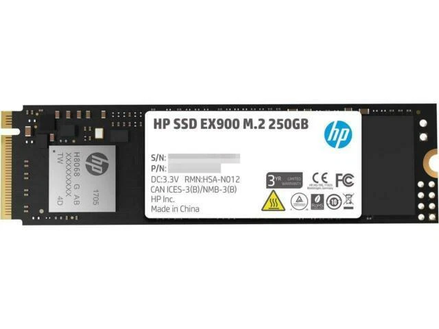 HP EX900 250GB NVMe M.2 2280 PCIe 3.0 x4 3D NAND TLC SSD (2YY43AA)