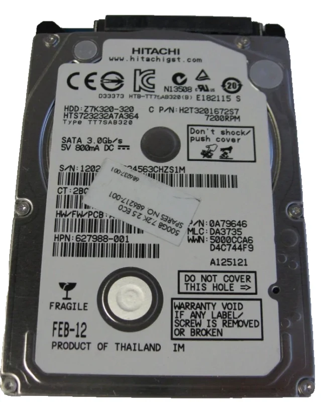 Hitachi 320GB 7.2K RPM SATA 7mm 2.5