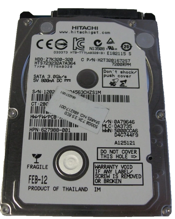 Hitachi 320GB 7.2K RPM SATA 7mm 2.5
