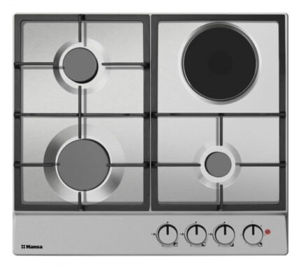 Hob Hansa combined (3 gas + 1 electrical), 59cm, cast-iron, inox (BHMI610302)