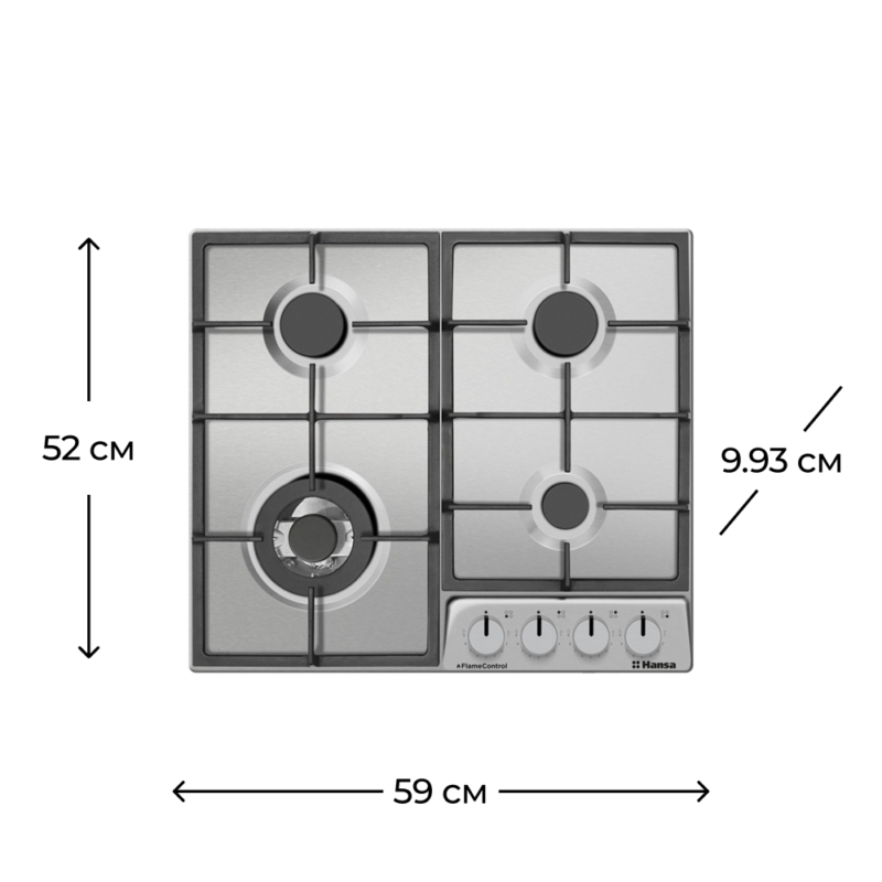 Hob Hansa gas, 59cm, cast-iron, inox (BHGI63170)4