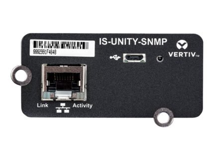 Vertiv IntelliSlot Unity card enables SNMP/Web and LIFE communication on GXE3, GXT3, GXT4, NXC, EXS and ITA2 (IS-UNITY-SNMP)