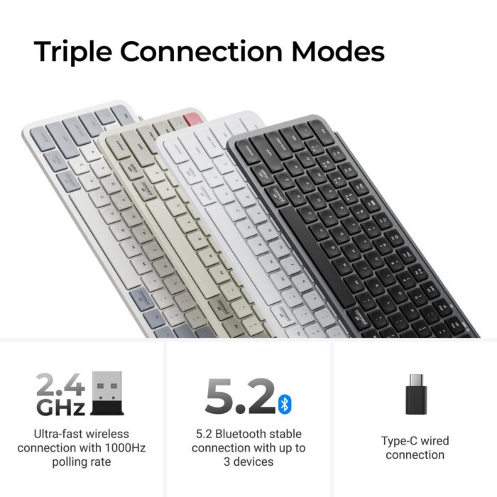 Keychron Keyboard Keychron B1 Pro, USB WL BT, space gray5