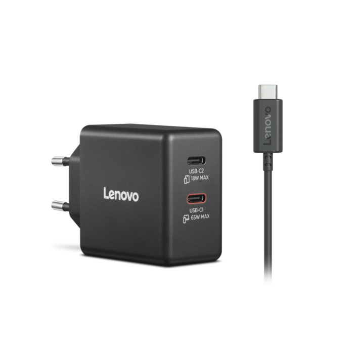 Lenovo Dual USB-C 65W GaN Charger (40AW065BEU) - Image 2