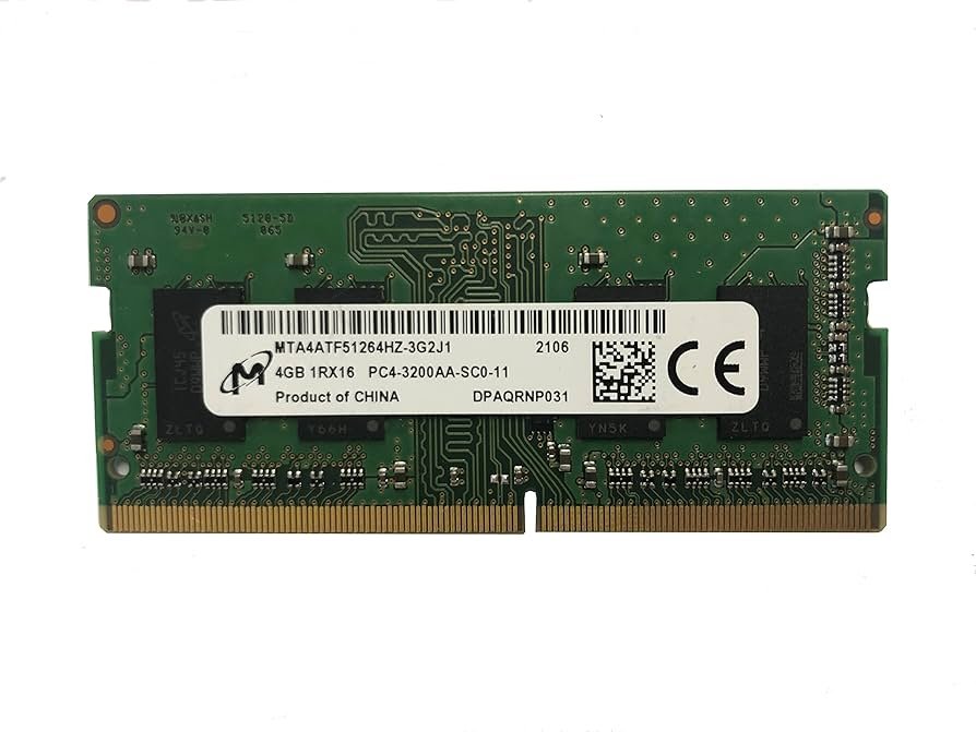 Micron 4GB 1Rx16 PC4-3200 DDR4 SODIMM RAM (MTA4ATF51264HZ-3G2R1) Micron 4GB 1Rx16 PC4-3200 DDR4 SODIMM RAM (MTA4ATF51264HZ-3G2R1)