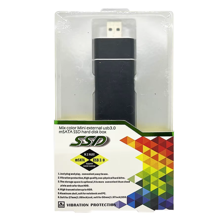Mix color Mini external usb3.0 mSATA SSD Hard Disk BOX