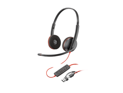 Poly Blackwire 3220 Stereo USB-C Headset +USB-C/A Adapter (8X228AA)
