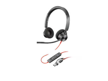 Poly Blackwire 3320 Stereo Microsoft Teams Certified USB-C Headset +USB-C/A Adapter