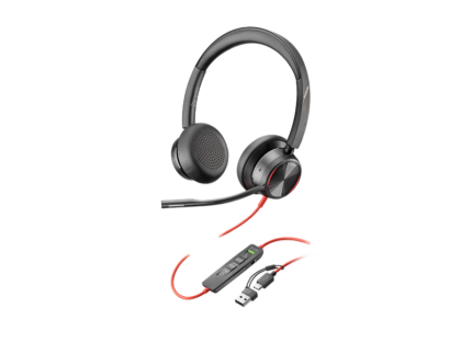 Poly Blackwire 8225 Stereo USB-C Headset +USB-C/A Adapter (8X223AA)