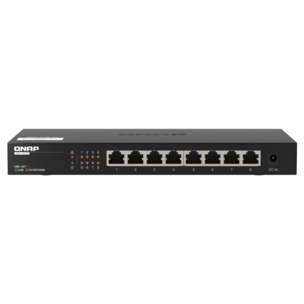QNAP, 8 port 2.5Gbps RJ-45, auto negotiation (2.5G/1G/100M), unmanaged switch (QSW-1108-8T)