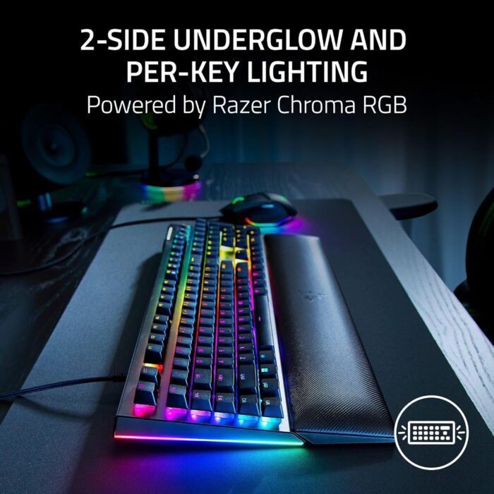 Razer Keyboard mechanical BlackWidow V4, 114key, Yellow Switch, USB-A, EN RU, RGB, black3