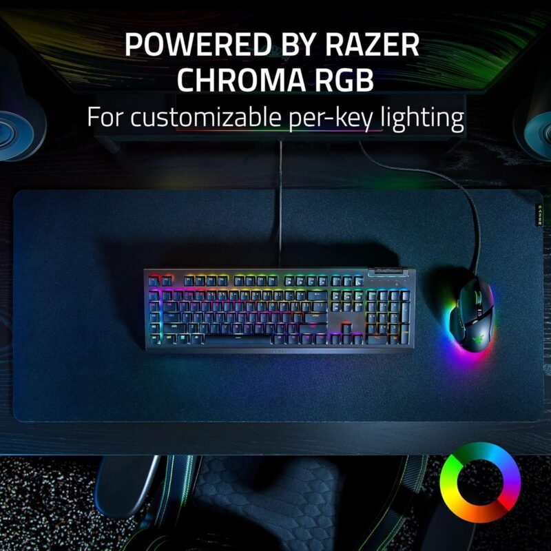 Razer Keyboard mechanical BlackWidow V4 X 110key, Green Switch, USB-A, EN RU, RGB, black5