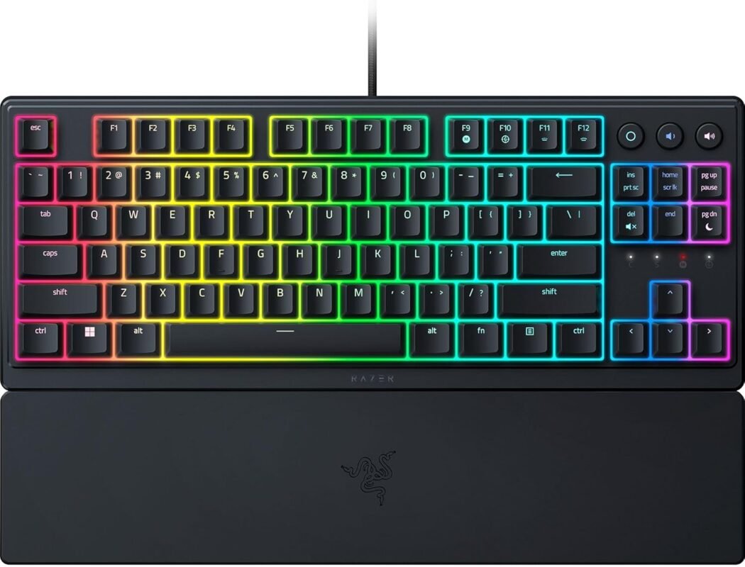 Razer Keyboard mechanical Ornata V3 TKL 84key, Mecha-Membrane Switch, USB-A, EN RU, RGB, black