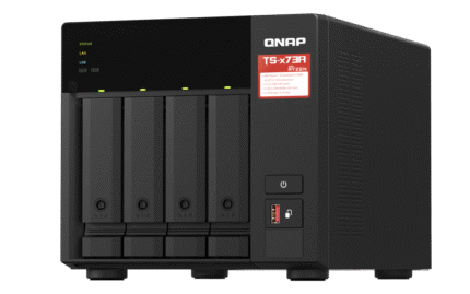 4-bay NAS, AMD Ryzen V1000 series V1500B 4C/8T 2.2GHz, 8GB DDR4 RAM (2 x SODIMM slots, max. 64GB, optional ECC RAM support), 4x SATA 6Gb/s bays, 2x M.2 NVMe PCIe Gen3 SSD slots, 2 x 2.5GbE LAN, optional 10GbE, 2x PCIe 3.0 x 4 slots, USB 3.2 Gen2 Type-A & USB 3.2 Gen1 Type-C ports (TS-473A-8G)