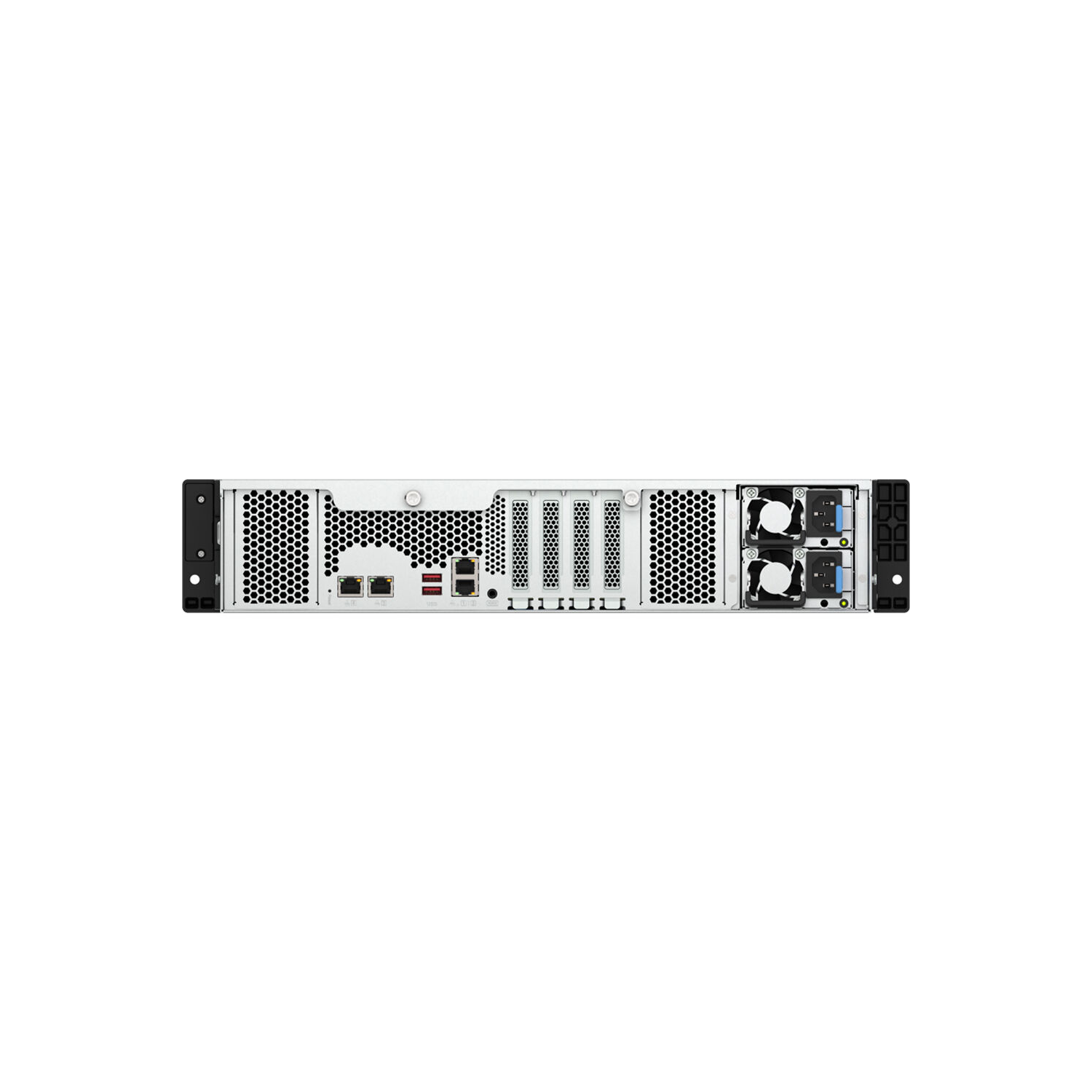 TS-h1277AXU-RP-R7-32G 2U 12-bay 3.5" SATA HDD NAS, AMD Ryzen 7000 series 8C16T (boost up to 5.3 GHz), 32GB DDR5 non-ECC RAM (max. 128GB total), 2x M.2 2280 PCIe Gen5 x2 slots for SSD cache, 2x 10GBASE-T + 2x 2.5 GbE RJ45, 3 x PCIe Gen 4 expansion slots, 2 x 550W redundant pwoer supply, without rail kit. Support rail kit RAIL-B02. (TS-h1277AXU-RP-R7-32G) - Image 1