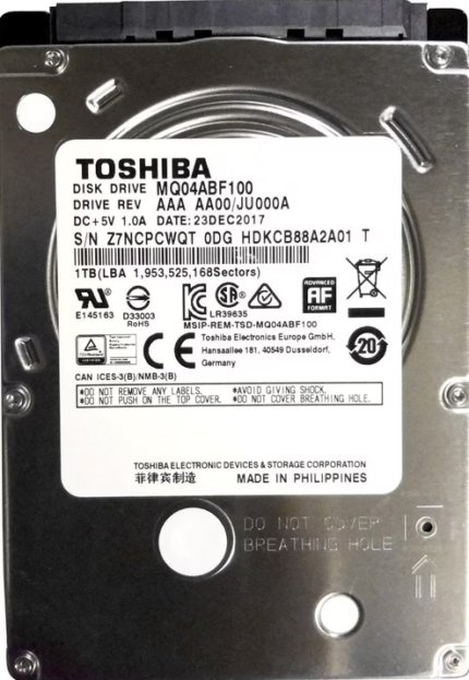 Toshiba MQ04ABF100 MQ04AB 1TB 2.5 2