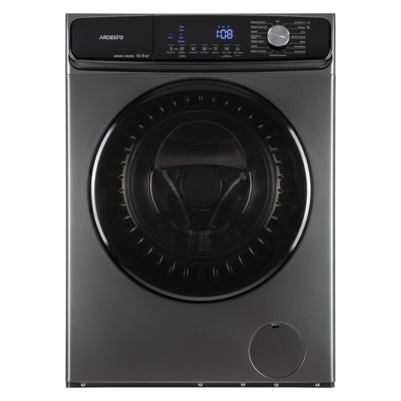 Washer-dryer ARDESTO front load Black Mars, 10(6)kg, 1400, A+++, 60cm, display, steam, inverter, silver (WDMW-106ISBDI)