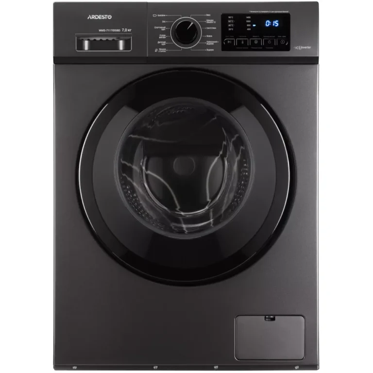 Washing machine ARDESTO front load Black Mars, 7kg, 1400, A+++, 48cm, display, steam, inverter, drum lighting, white (WMS-7117IDGBDI)