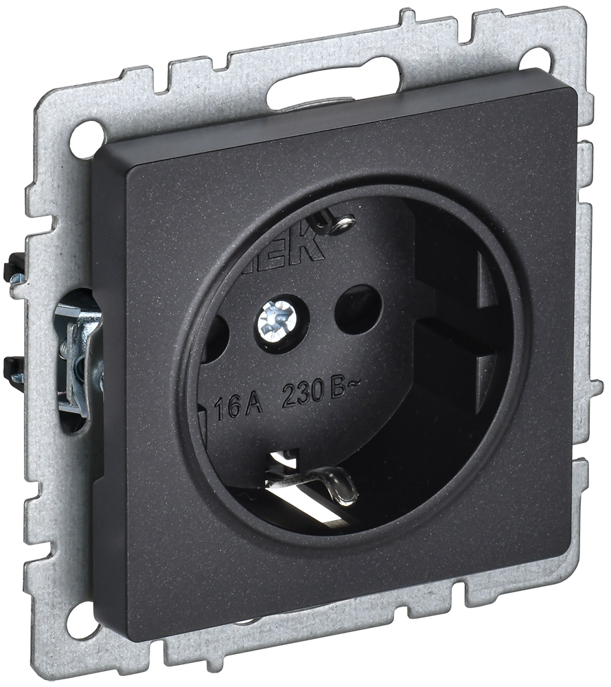 BRITE Torpaqlı rozetka 16A RS14-1-0-BrC qara IEK (BR-R14-16-K02)