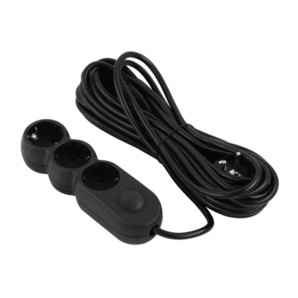 2E Power strip Plus 3хType F, 3х1mm2, 10A, 5m, black (2E-U03VES5MBK)