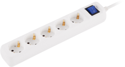 2E Power strip 5хType F, 3х1.5mm2, 16A, 10m, white (2E-U05ES15M10WH)