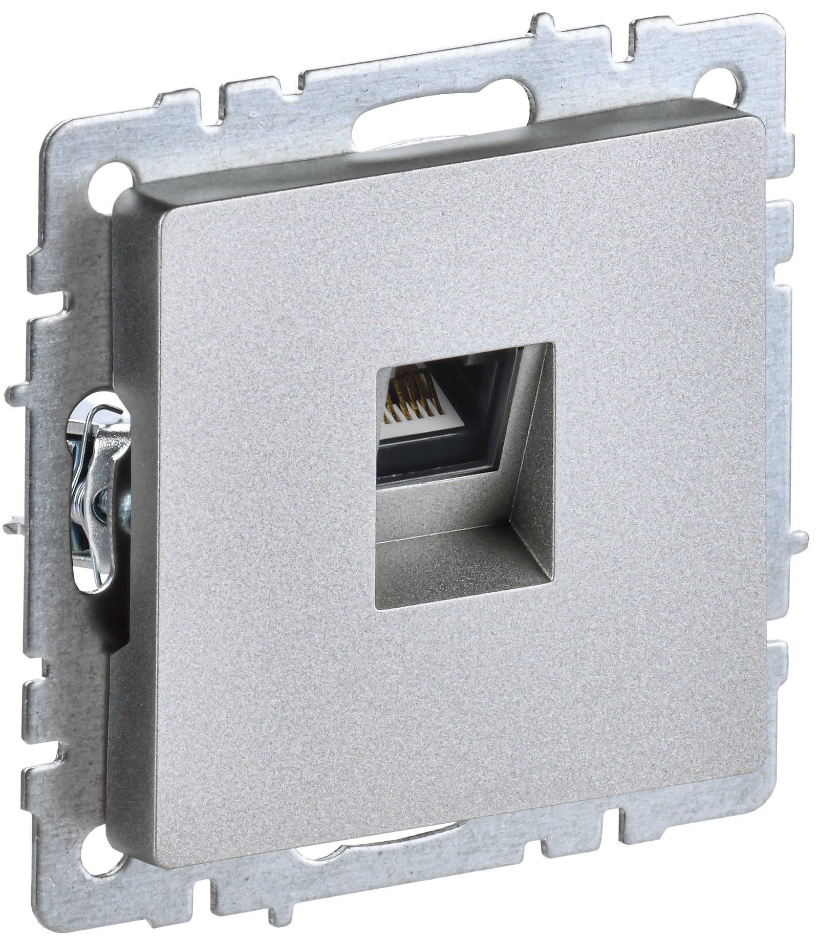 3447c2c1e7a40081a7a7188d6295ac8d59eba89e934510b1f3056fa453fd8757-1.png BRITE Kompüter rozetkası RJ45 kat.5E RK10-BrA alüminium IEK (BR-K10-1-K47) - Image 1