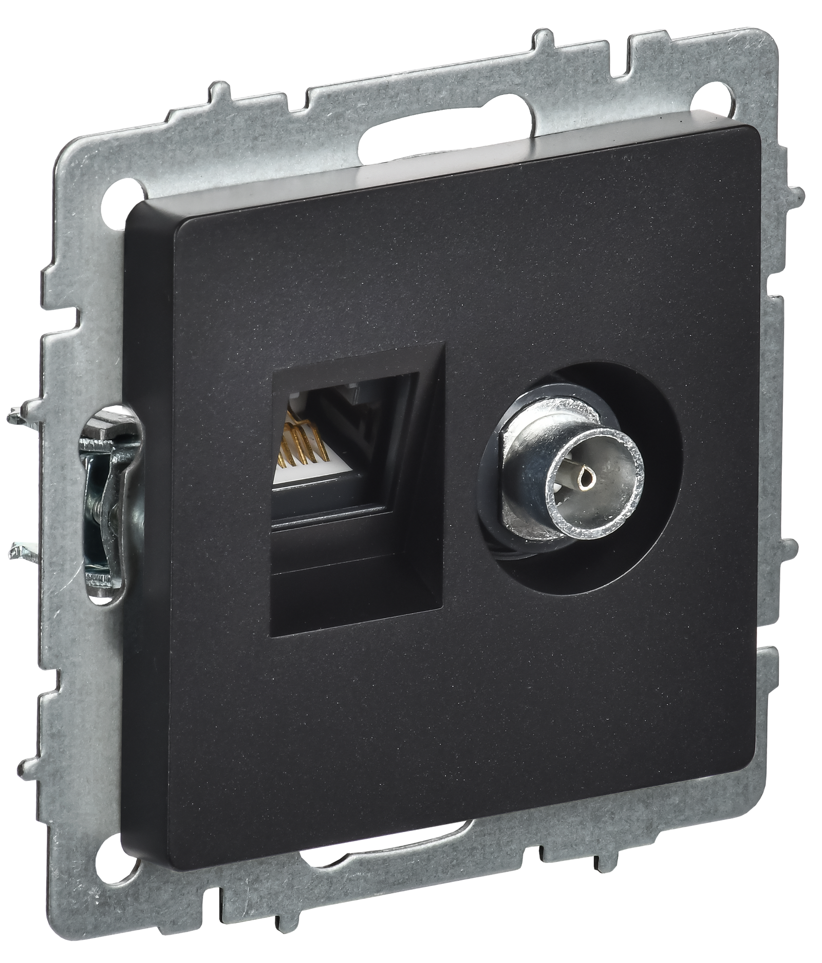 BRITE Cüt rozetka TV+RJ45 kat.5E RTV/RK12-BrC qara IEK (BR-AK20-1-K02)