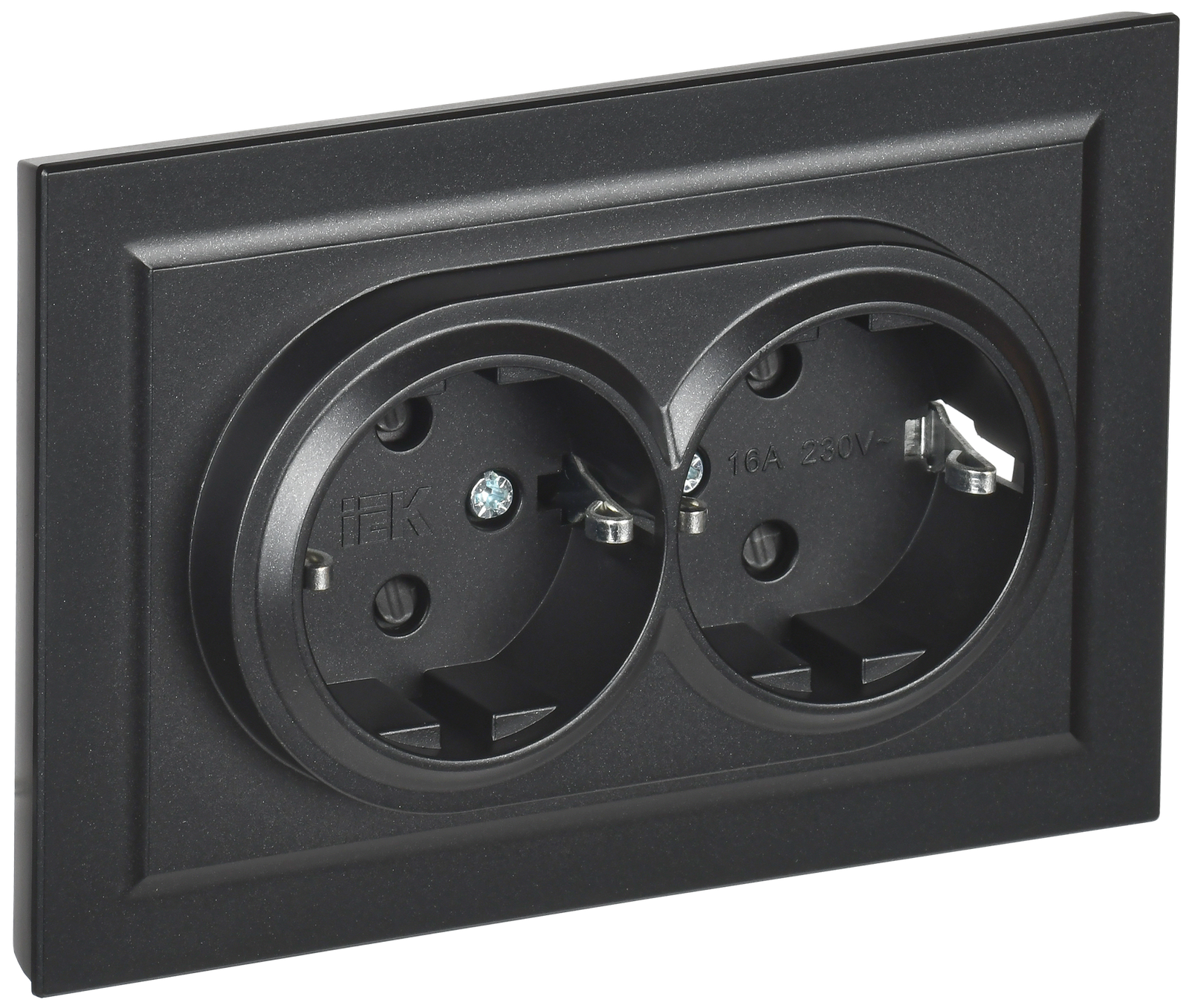 BRITE Rozetka 2-ya torpaqlı/s 16A V sb. RSs12-3-BrC qara IEK (BR-R24-16-K02-F)