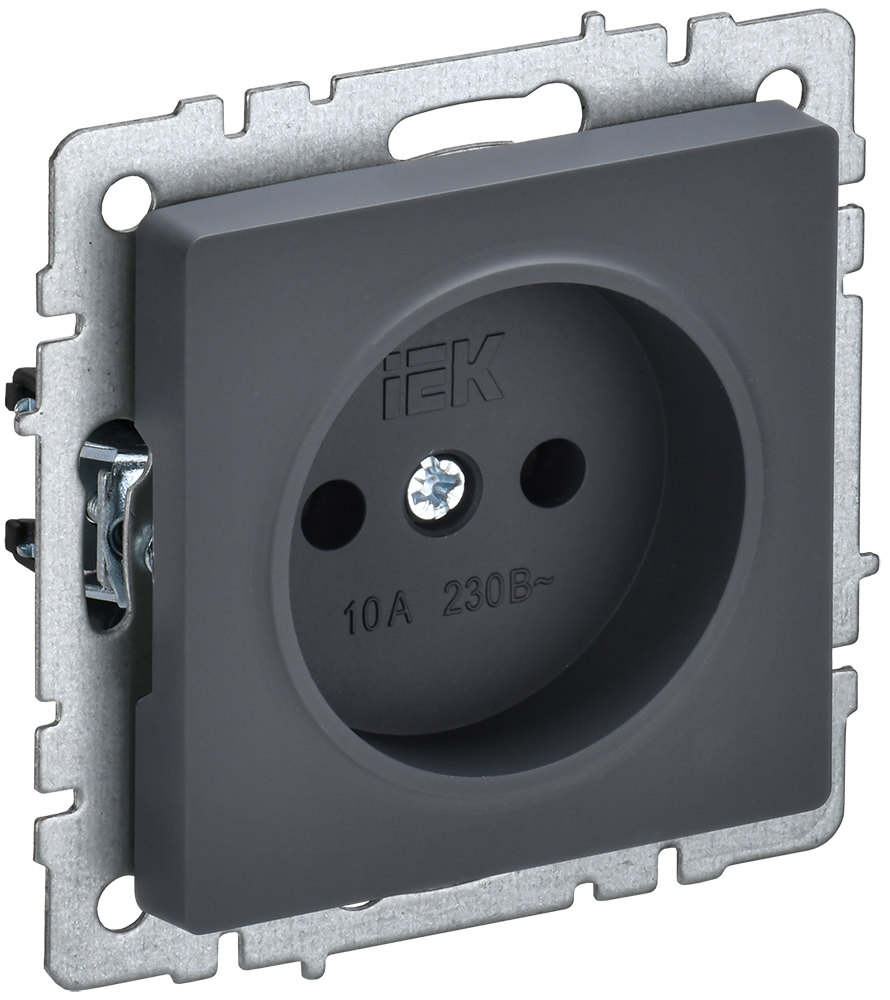 BRITE Rozetka torpaqsız/s 10A RS10-1-0-BrG qrafit IEK (BR-R10-10-K53)