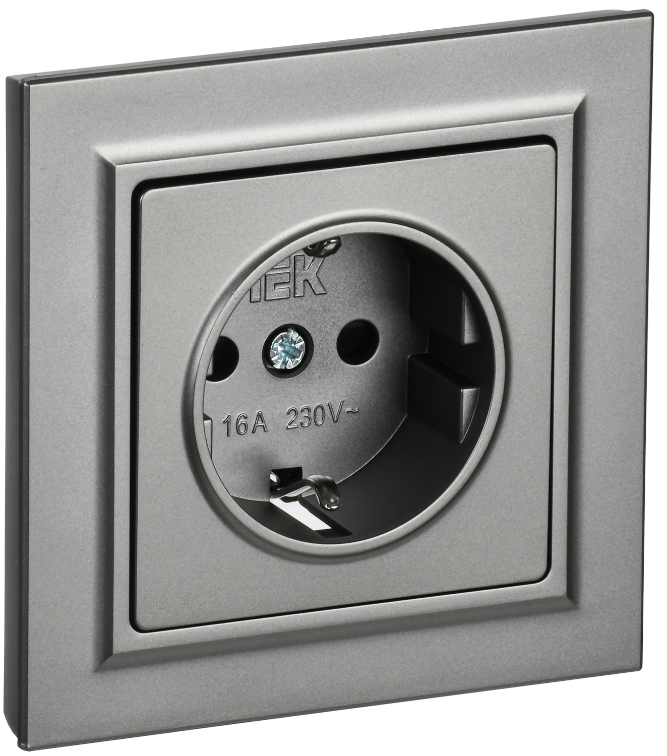 BRITE Torpaqlı rozetka 16A V sb. RSR14-1-0-BrS stal IEK (BR-R14-16-K46-F)
