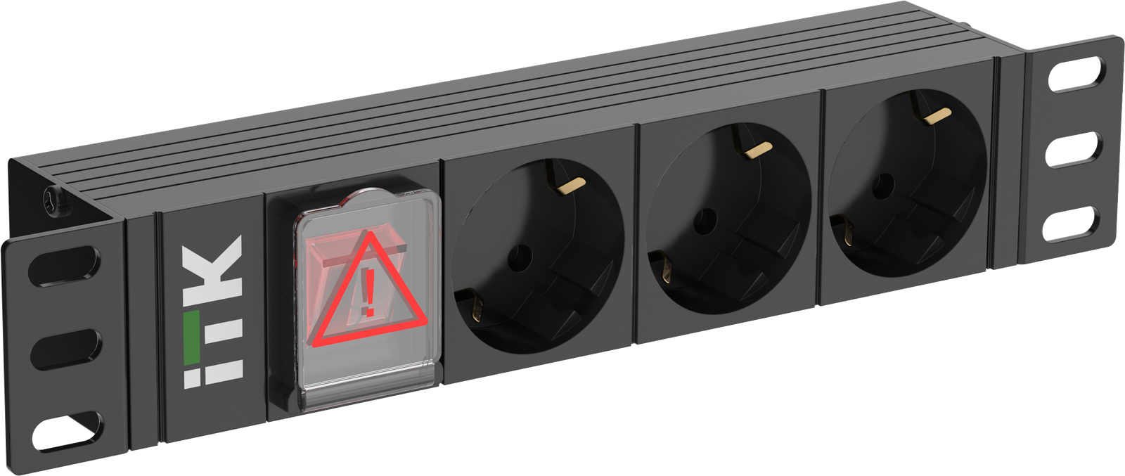 ITK PDU 3 rozetki nem. st. LED 1U vx. S14 10" (PH12-3D3-P)
