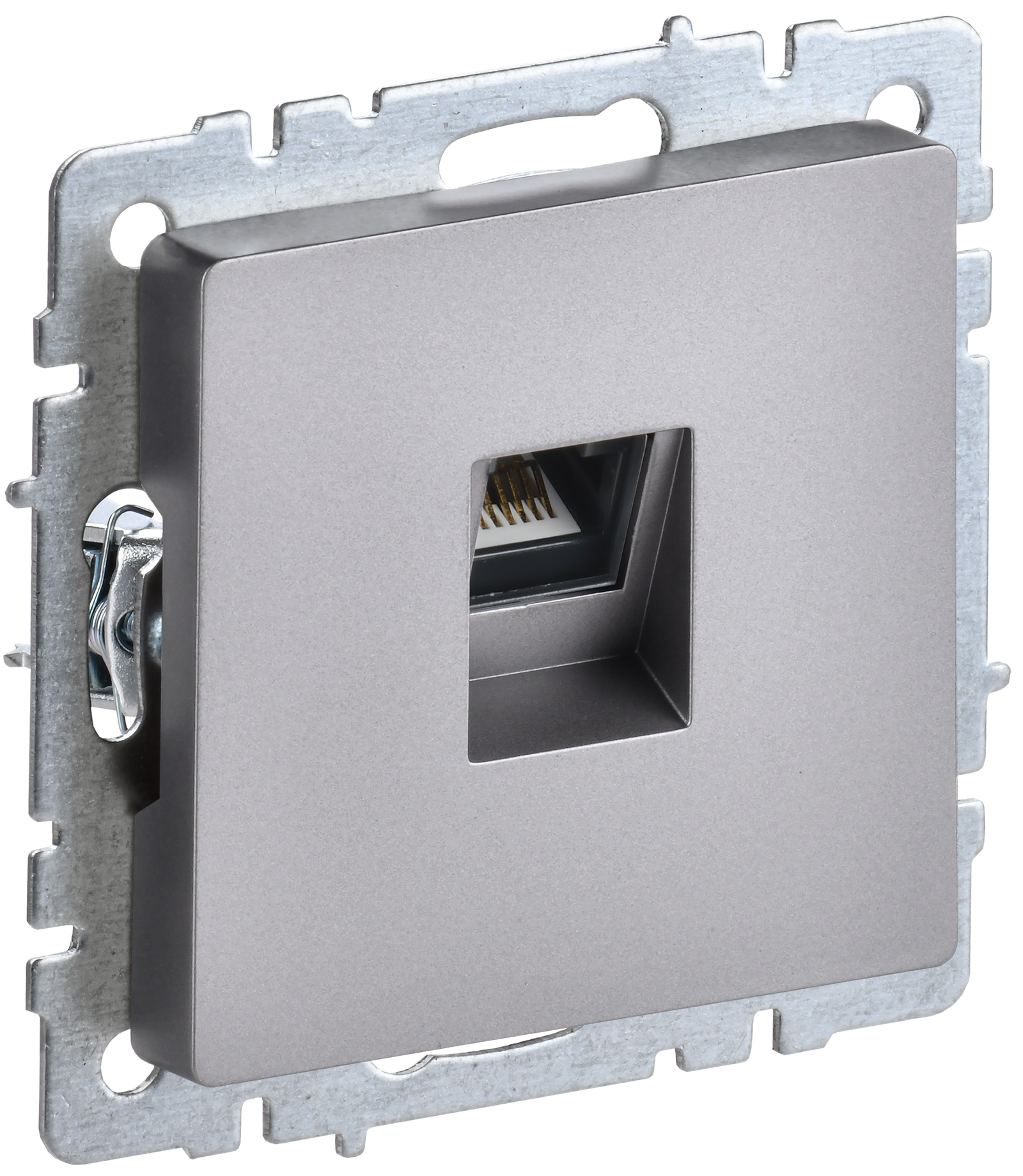 9bcba8f60eeadca6ea55ebc1802b4a13e6e63db9b7c741ef59f975a490dd5bb2.png BRITE Kompüter rozetkası RJ45 kat.5E RK10-BrS stal IEK (BR-K10-1-K46) - Image 1