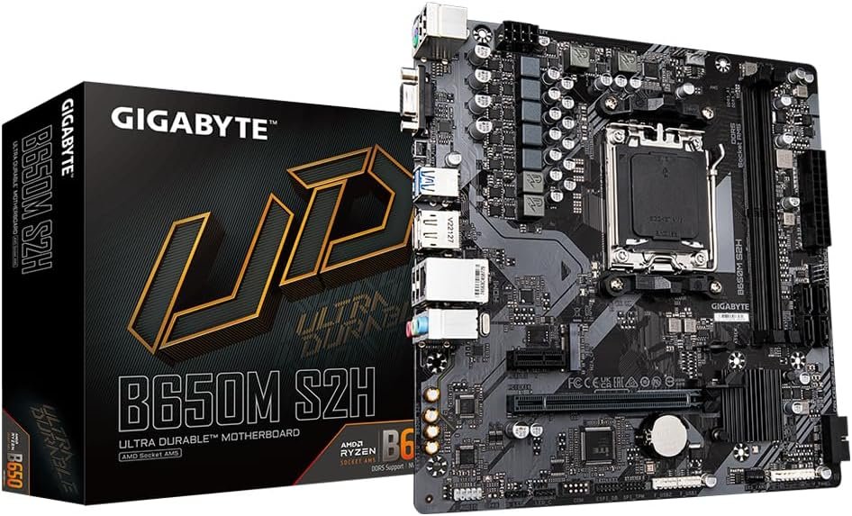 B650M S2H GIGABYTE Motherboard B650M S2H sAM5 B650 2xDDR5 M.2 HDMI DP mATX (B650M_S2H) - Image 1