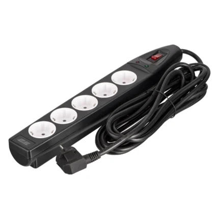 Şəbəkə filtri 2E 5m, 5xType F, 16A, filtr Black (2E-SP515M5BK)