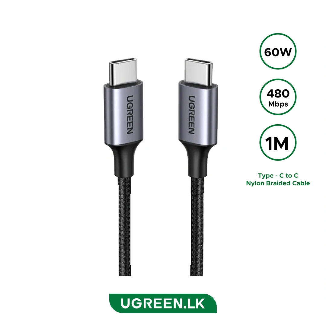 UGREEN USB-C to USB-C PD Fast Charging Cable 3A Max Gray Black 1m (50150)
