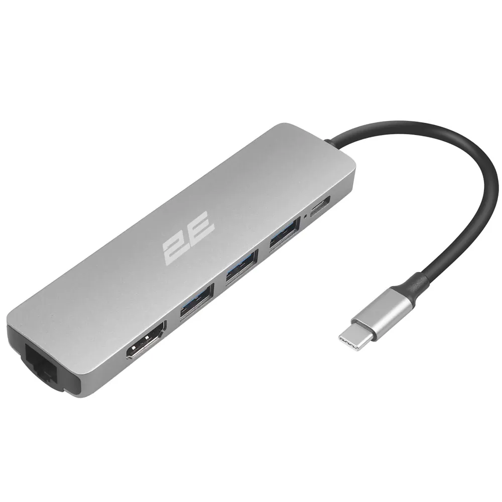 USB Hub 2E USB-C 6in1 2EW-2684 Silver USB Hub 2E USB-C 6in1 2EW-2684 Silver - Image 1