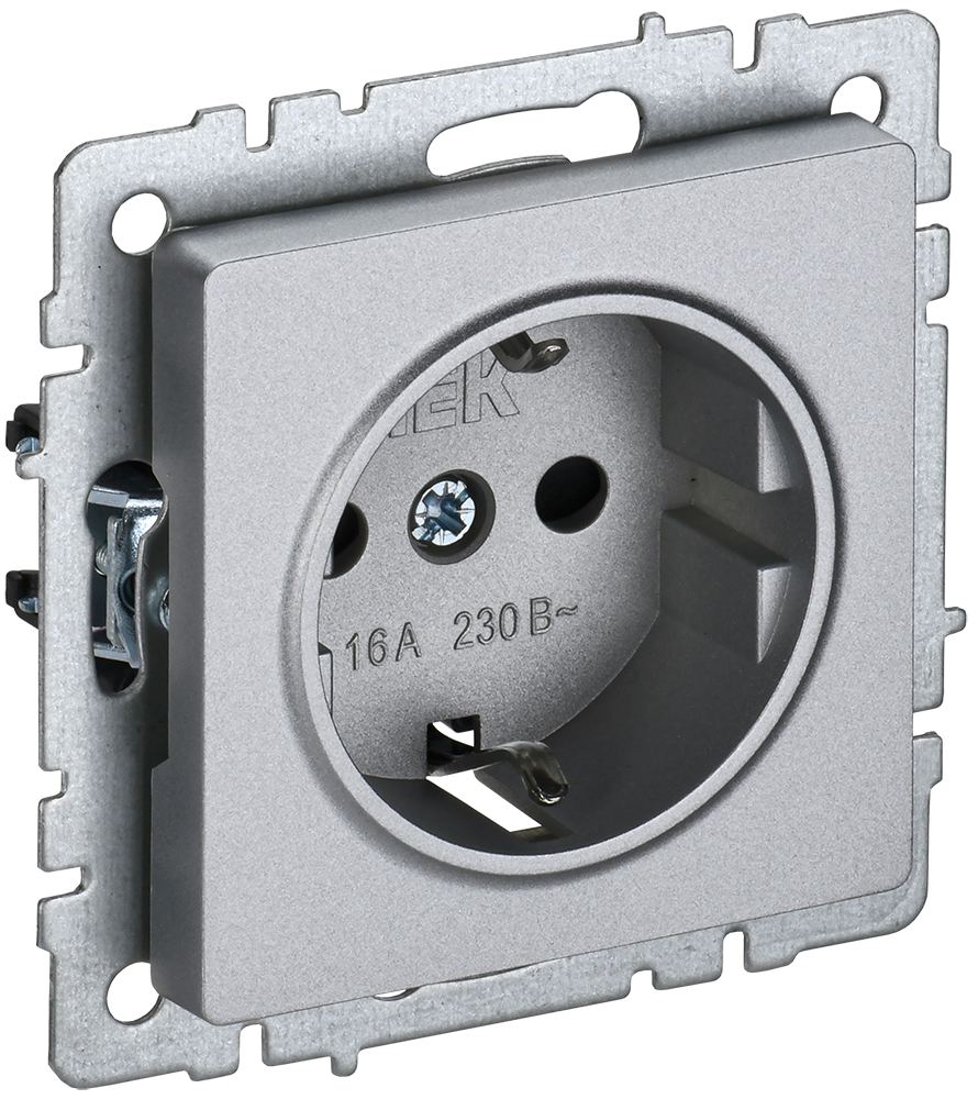 BRITE Torpaqlı rozetka 16A RS14-1-0-BrA alüminium IEK (BR-R14-16-K47)