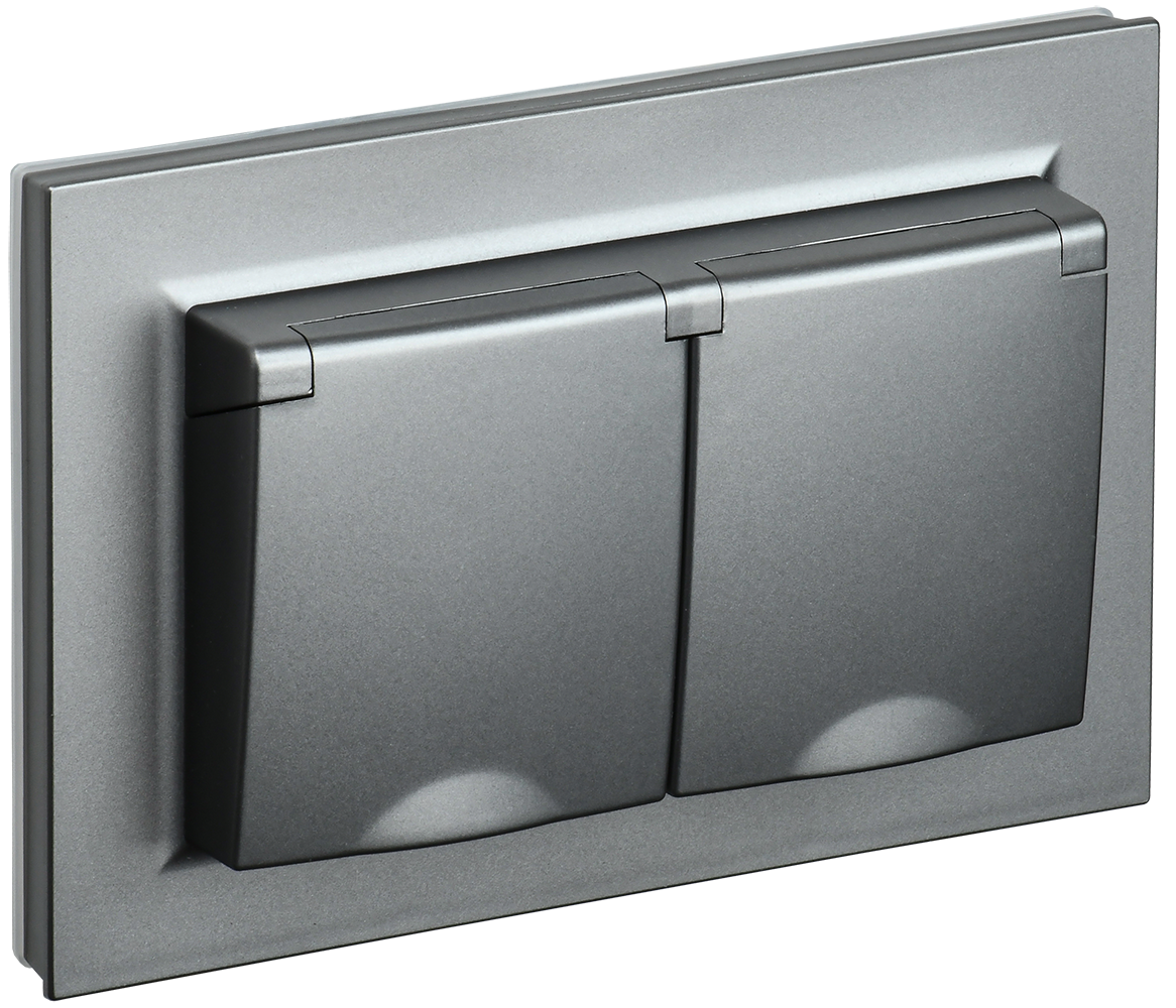 BRITE Rozetka 2-ya s kr. 16A V sb IP44 RSbs12-3-44-BrS stal IEK (BR-R26-16-44-K46-F)