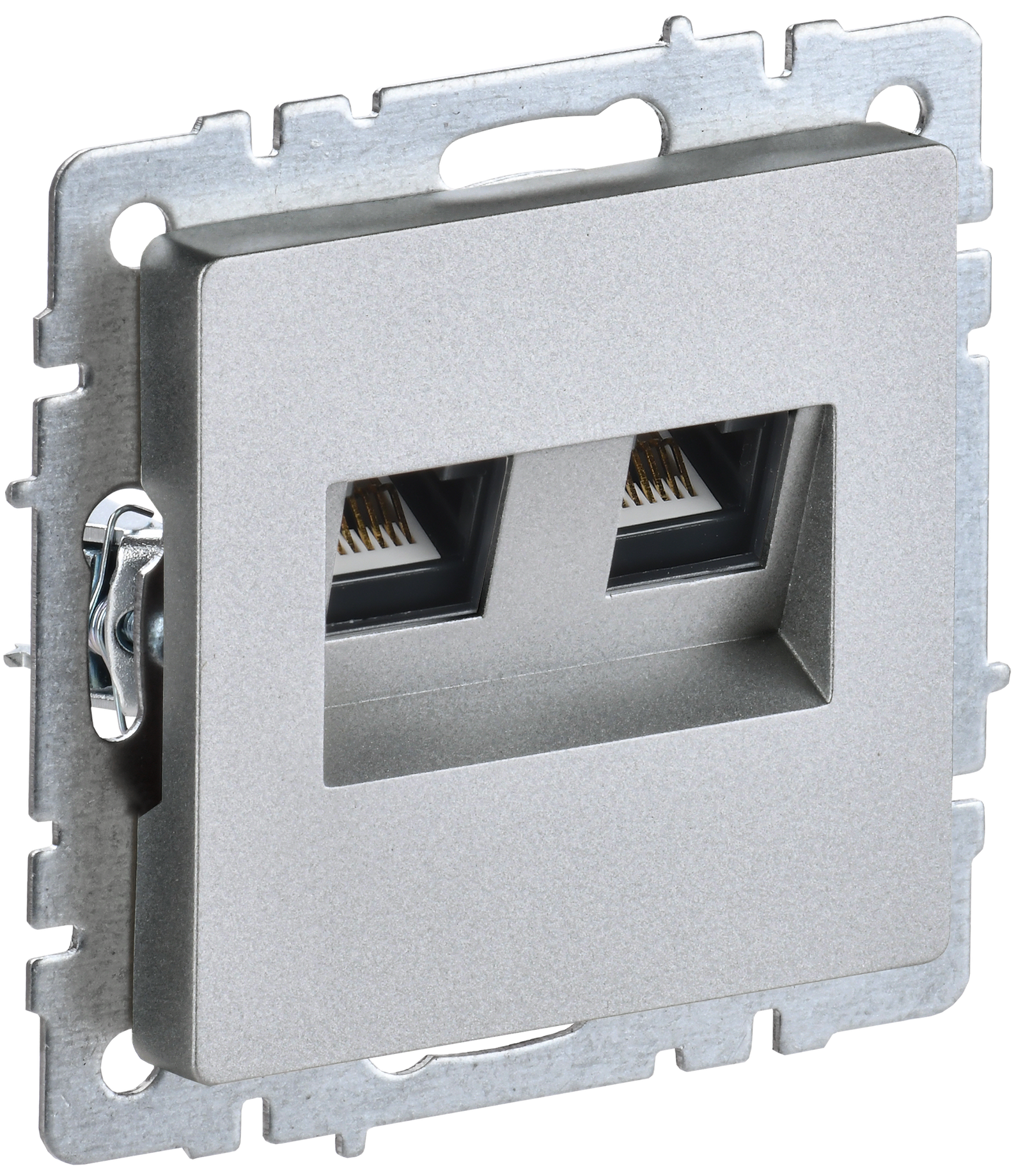ce07c59fa7c044b6f8a8b6ae26c54e5afe7acdaafcd9031cf9ec4ebe5738a9d6.png BRITE Kompüter rozetkası 2-aya RJ45 kat.5E RK10-2-BrA alüminium IEK (BR-K20-1-K47) - Image 1