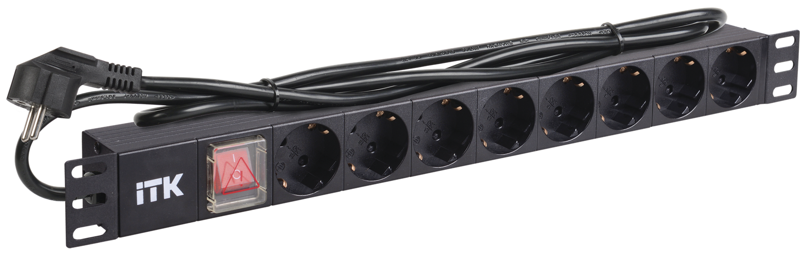 ITK PDU 8 rozetok nem. st, s LED vikl,1U, snur 2m Fiş nem. st (PH12-8D1)