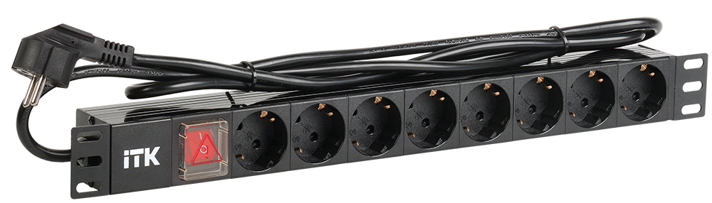 ITK PDU 8 Rozetka nem.st. s vikl 1U kab.2m Fiş nem.st PVX cer (PH12-8D1-P)