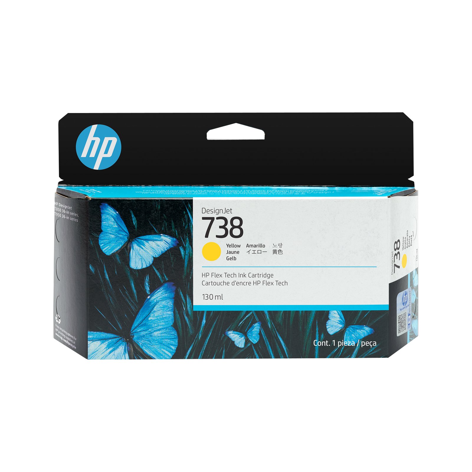 HP 738 130-ml Yellow DesignJet Ink Kartric (498N7A)