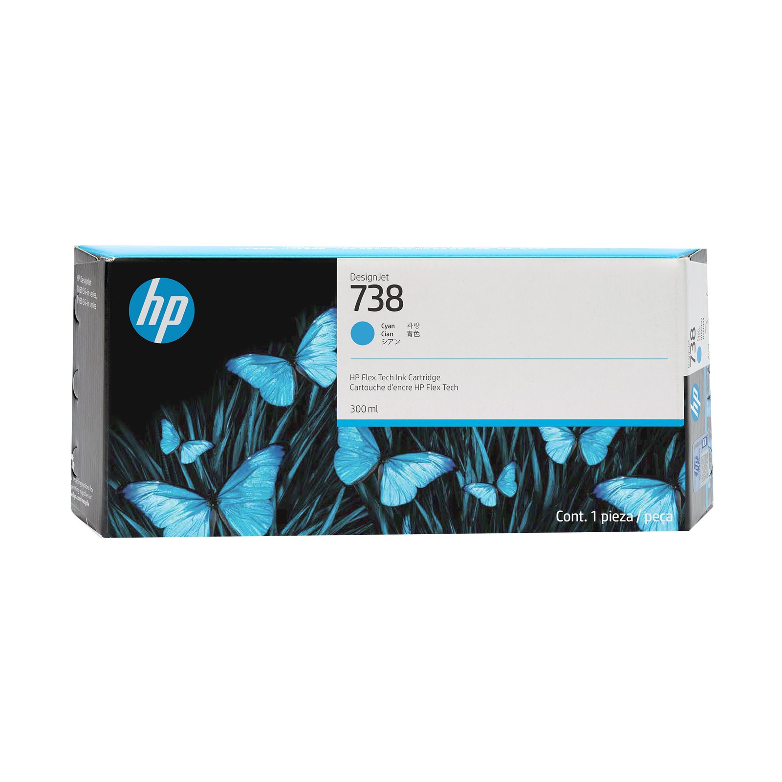 HP 738 300-ml Cyan DesignJet Ink Kartric (676M6A) HP 738 300-ml Cyan DesignJet Ink Kartric (676M6A)