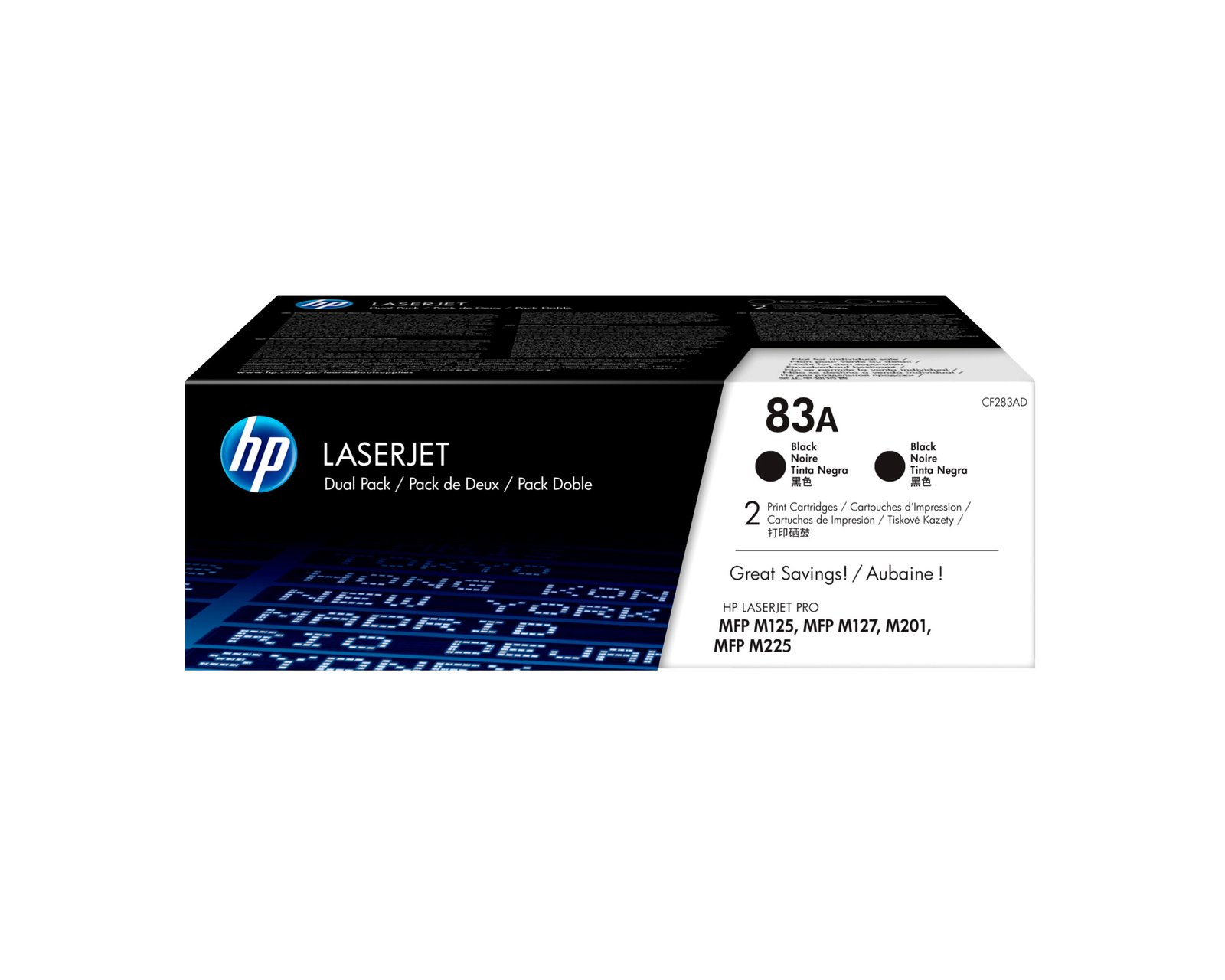 HP 83A 2-pack Black Original LaserJet Toner Cartridges (CF283AF)